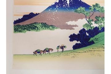 復刻版　昭和37年　加藤版画研究所　葛飾北斎　冨嶽三十六景　木版画6点セット(浮世絵、駿州片倉茶園の不二、青山円座松、駿州江尻、隅田川関屋の里、甲州犬目峠、駿州大野新田)(R-082516)　