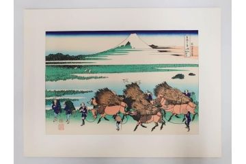 復刻版　昭和37年　加藤版画研究所　葛飾北斎　冨嶽三十六景　木版画6点セット(浮世絵、駿州片倉茶園の不二、青山円座松、駿州江尻、隅田川関屋の里、甲州犬目峠、駿州大野新田)(R-082516)　