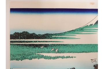 復刻版　昭和37年　加藤版画研究所　葛飾北斎　冨嶽三十六景　木版画6点セット(浮世絵、駿州片倉茶園の不二、青山円座松、駿州江尻、隅田川関屋の里、甲州犬目峠、駿州大野新田)(R-082516)　