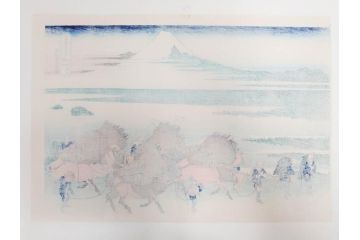 復刻版　昭和37年　加藤版画研究所　葛飾北斎　冨嶽三十六景　木版画6点セット(浮世絵、駿州片倉茶園の不二、青山円座松、駿州江尻、隅田川関屋の里、甲州犬目峠、駿州大野新田)(R-082516)　