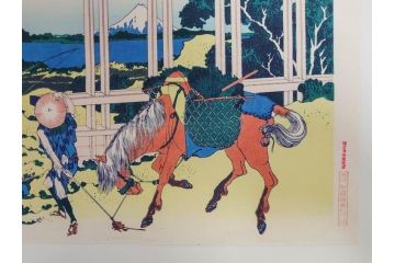 復刻版　昭和37年　加藤版画研究所　葛飾北斎　冨嶽三十六景　木版画7点セット(浮世絵、武州千住、登戸浦、甲州三島越、甲州三坂水面、相州梅沢左(庄)、相州仲原、相州江の島)(R-082517)