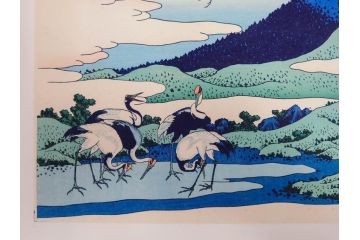 復刻版　昭和37年　加藤版画研究所　葛飾北斎　冨嶽三十六景　木版画7点セット(浮世絵、武州千住、登戸浦、甲州三島越、甲州三坂水面、相州梅沢左(庄)、相州仲原、相州江の島)(R-082517)