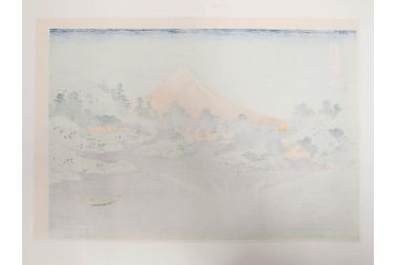 復刻版　昭和37年　加藤版画研究所　葛飾北斎　冨嶽三十六景　木版画7点セット(浮世絵、武州千住、登戸浦、甲州三島越、甲州三坂水面、相州梅沢左(庄)、相州仲原、相州江の島)(R-082517)