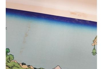 復刻版　昭和37年　加藤版画研究所　葛飾北斎　冨嶽三十六景　木版画7点セット(浮世絵、甲州伊沢暁、五百らかん寺さざゐどう、武陽佃島、御厩川岸より両国夕陽見、上総ノ海路、東海道品川御殿山ノ不二、東海道金谷ノ不二)(R-082518)