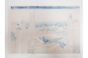 加藤版画研究所　京都版画院品川版　葛飾北斎　冨嶽三十六景　木版画6点セット(浮世絵、東海道吉田、甲州三坂水面、信州諏訪湖、本所立川、武州玉川、遠江山中)(R-082519)