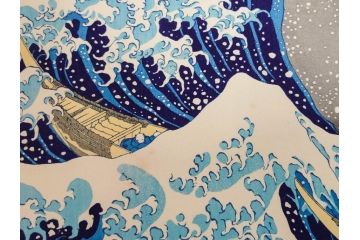 復刻版　昭和37年　加藤版画研究所　葛飾北斎　冨嶽三十六景　木版画7点セット(浮世絵、神奈川沖浪裏、凱風快晴、山下白雨、相州箱根湖水、常州牛堀、相州七里浜、従千住花街眺望の不二)(R-082520)