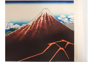 復刻版　昭和37年　加藤版画研究所　葛飾北斎　冨嶽三十六景　木版画7点セット(浮世絵、神奈川沖浪裏、凱風快晴、山下白雨、相州箱根湖水、常州牛堀、相州七里浜、従千住花街眺望の不二)(R-082520)