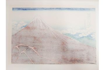 復刻版　昭和37年　加藤版画研究所　葛飾北斎　冨嶽三十六景　木版画7点セット(浮世絵、神奈川沖浪裏、凱風快晴、山下白雨、相州箱根湖水、常州牛堀、相州七里浜、従千住花街眺望の不二)(R-082520)
