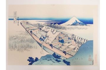 復刻版　昭和37年　加藤版画研究所　葛飾北斎　冨嶽三十六景　木版画7点セット(浮世絵、神奈川沖浪裏、凱風快晴、山下白雨、相州箱根湖水、常州牛堀、相州七里浜、従千住花街眺望の不二)(R-082520)