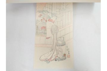 アダチ版画研究所　五都美術社　浮世絵版画撰集　版画7点セット(歌川豊国、豊春、一筆斎文調、葛飾北斎、奥村政信、懐月堂度繁、鳥居清倍)(R-082522)