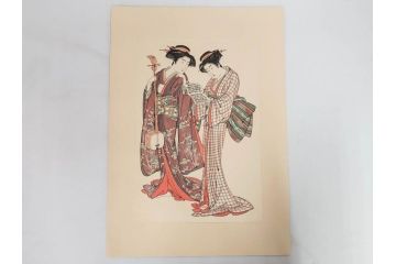アダチ版画研究所　五都美術社　浮世絵版画撰集　版画8点セット(北尾重政、鳥居清信、清満、清長、石川豊信、栄松斎長喜、安藤広重、勝川春好)(R-082523)