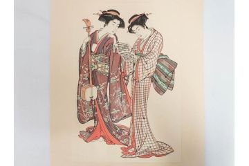 アダチ版画研究所　五都美術社　浮世絵版画撰集　版画8点セット(北尾重政、鳥居清信、清満、清長、石川豊信、栄松斎長喜、安藤広重、勝川春好)(R-082523)