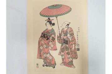 アダチ版画研究所　五都美術社　浮世絵版画撰集　版画8点セット(北尾重政、鳥居清信、清満、清長、石川豊信、栄松斎長喜、安藤広重、勝川春好)(R-082523)