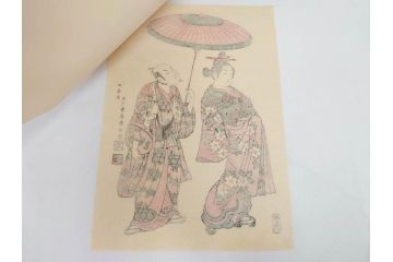 アダチ版画研究所　五都美術社　浮世絵版画撰集　版画8点セット(北尾重政、鳥居清信、清満、清長、石川豊信、栄松斎長喜、安藤広重、勝川春好)(R-082523)