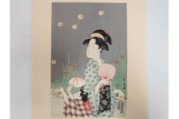 アダチ版画研究所　五都美術社　浮世絵版画撰集　版画8点セット(北尾重政、鳥居清信、清満、清長、石川豊信、栄松斎長喜、安藤広重、勝川春好)(R-082523)