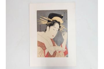 アダチ版画研究所　浮世絵版画撰集　版画14点セット(名所江戸百景、歌川広重、国貞、国政、豊広、喜多川歌麿、鳥高斎栄昌、北尾政演、東洲斎写楽、勝川春章、春英、一楽亭栄水、奥村利信、西村重長)(R-082525)