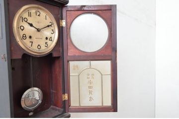 和製アンティーク　精工舎(SEIKOSHA、セイコー)　TRADE(S)MARK　文字盤と装飾がおしゃれな振り子時計(柱時計、古時計、掛け時計)(R-082532)