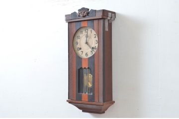 和製アンティーク　希少デザイン　昭和初期　高野精密工業l(TAKANO・タカノ)　トラッドな雰囲気を醸し出すこだわりの装飾が素敵な振り子時計(柱時計、掛け時計、古時計)(R-082539)