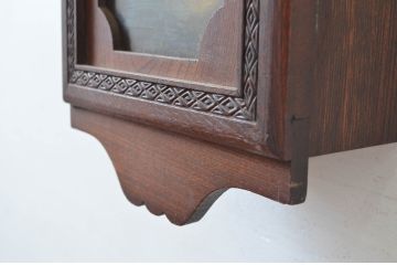 和製アンティーク　TRADE MARK(トレードマーク)　彫刻の意匠が素敵な掛け時計(柱時計、古時計、振り子時計)(R-082544)