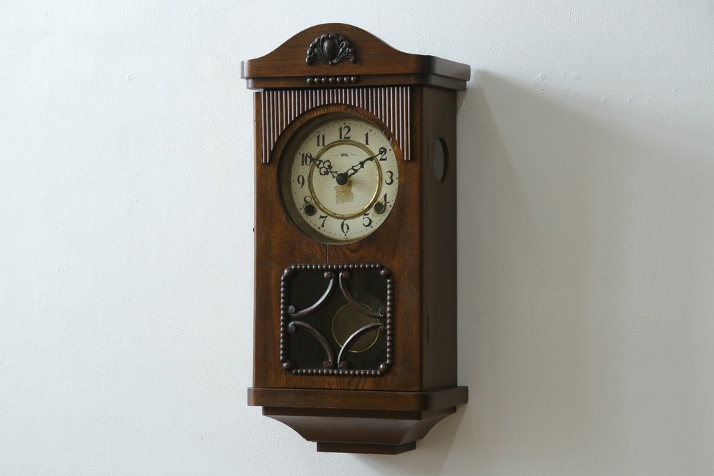 アンティーク時計　希少デザイン　大正から昭和初期　Opal(オパル)　均整の取れた装飾が上品な振り子時計　(R-082545)