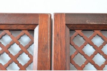 中古　美品　カントリーハウス　秋山木工(職人堅木)　組子細工が美しい3連パーテーション(衝立て、つい立て、間仕切り、折り畳み)(R-082548)