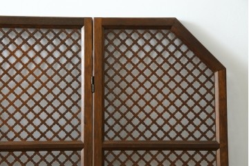 中古　美品　組子細工が美しい3連パーテーション　(R-082548)