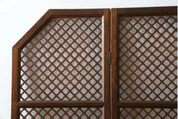 中古　美品　組子細工が美しい3連パーテーション　(R-082548)
