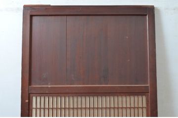 アンティーク建具　経年によって増した味わいが魅力の大きな格子帯戸1枚(引き戸、板戸、格子帯戸、障子戸)(R-082550)
