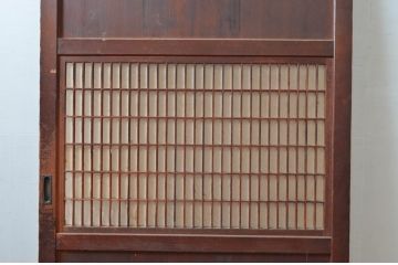 アンティーク建具　経年によって増した味わいが魅力の大きな格子帯戸1枚(引き戸、板戸、格子帯戸、障子戸)(R-082550)