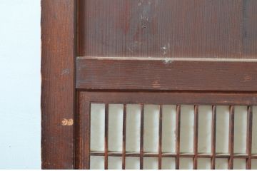 アンティーク建具　経年によって増した味わいが魅力の大きな格子帯戸1枚(引き戸、板戸、格子帯戸、障子戸)(R-082550)