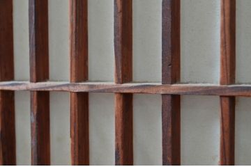 アンティーク建具　経年によって増した味わいが魅力の大きな格子帯戸1枚(引き戸、板戸、格子帯戸、障子戸)(R-082550)
