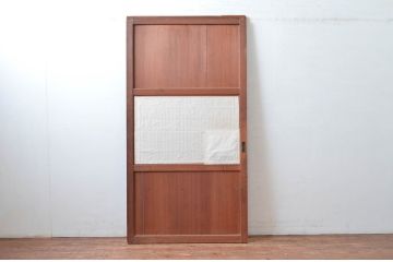 アンティーク建具　経年によって増した味わいが魅力の大きな格子帯戸1枚(引き戸、板戸、格子帯戸、障子戸)(R-082550)