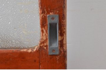 アンティーク建具　腰板欅(欅)材　どこか懐かしい雰囲気感じる幅狭ガラス戸4枚セット(引き戸、板戸)(R-082552)