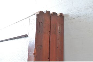 アンティーク建具　腰板欅(欅)材　どこか懐かしい雰囲気感じる幅狭ガラス戸4枚セット(引き戸、板戸)(R-082552)
