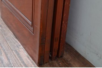 アンティーク建具　腰板欅(欅)材　どこか懐かしい雰囲気感じる幅狭ガラス戸4枚セット(引き戸、板戸)(R-082552)