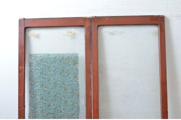 アンティーク建具　使い込まれた風合いが味わい深い幅狭ガラス戸2枚セット(引き戸、建具)(R-82553)