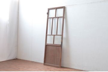 アンティーク建具　大正ロマン　ノスタルジックな雰囲気あふれる幅狭ガラス扉(ドア)(木製扉、ガラス扉)(R-082554)