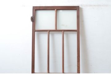 アンティーク建具　大正ロマン　ノスタルジックな雰囲気あふれる幅狭ガラス扉(ドア)(木製扉、ガラス扉)(R-082554)