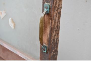 アンティーク建具　大正ロマン　ノスタルジックな雰囲気あふれる幅狭ガラス扉(ドア)(木製扉、ガラス扉)(R-082554)