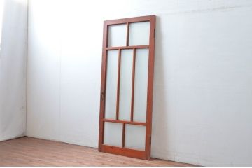 アンティーク建具　レトロな空間づくりにおすすめな幅狭ガラス扉(ドア)1枚(木製扉、建具)(R-082555)