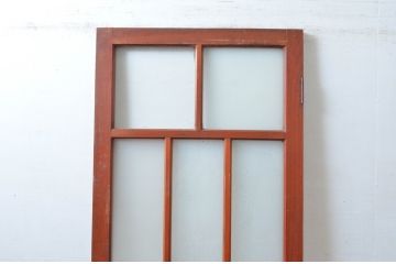 アンティーク建具　レトロな空間づくりにおすすめな幅狭ガラス扉(ドア)1枚(木製扉、建具)(R-082555)