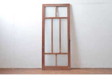 アンティーク建具　レトロな空間づくりにおすすめな幅狭ガラス扉(ドア)1枚(木製扉、建具)(R-082555)