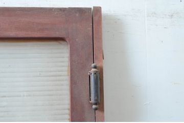 アンティーク建具　昔懐かしいレトロな雰囲気漂うモールガラス入り両開きドア1対2枚セット(扉、木製扉、ガラス扉)(R-082556)