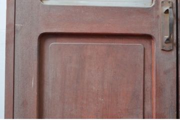 アンティーク建具　昔懐かしいレトロな雰囲気漂うモールガラス入り両開きドア1対2枚セット(扉、木製扉、ガラス扉)(R-082556)