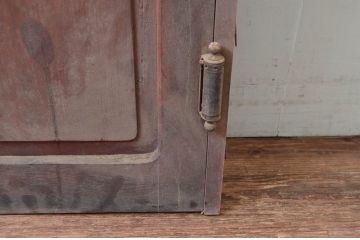 アンティーク建具　昔懐かしいレトロな雰囲気漂うモールガラス入り両開きドア1対2枚セット(扉、木製扉、ガラス扉)(R-082556)