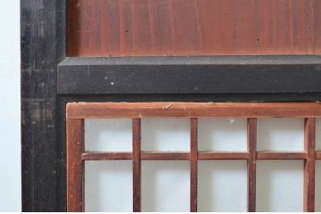 アンティーク建具　古民家風インテリアにおすすめな障子帯戸2枚セット(引き戸、板戸、障子戸)(R-082557)