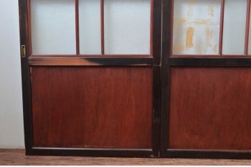 アンティーク建具　落ち着いた和の空間を演出するガラス帯戸3枚セット(引き戸、板戸)(R-082558)