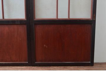 アンティーク建具　落ち着いた和の空間を演出するガラス帯戸3枚セット(引き戸、板戸)(R-082558)