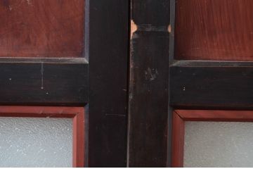 アンティーク建具　落ち着いた和の空間を演出するガラス帯戸3枚セット(引き戸、板戸)(R-082558)