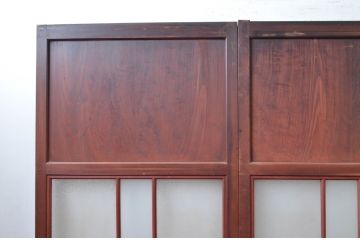 アンティーク建具　落ち着いた和の空間を演出するガラス帯戸3枚セット(引き戸、板戸)(R-082558)